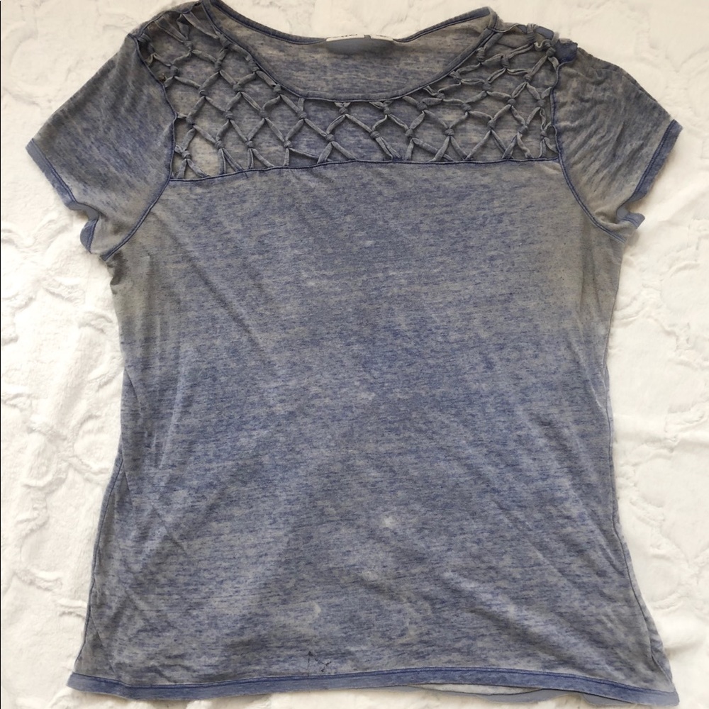 Blue Tee with Netted Detail